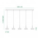 Lampada a sospensione 5 luci a LED in stile moderno con struttura in metallo