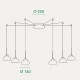 Lampada a sospensione a 6 luci a LED in metallo con diffusore in vetro soffiato