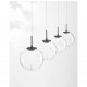 Lampada a sospensione a LED con 4 diffusori in vetro a boccia lineari