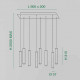 Lampada a sospensione a LED con 8 diffusori dalle linee moderne ed eleganti