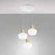 Lampada a sospensione a LED struttura in metallo con 3 diffusori in vetro