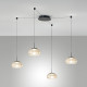 Lampada a sospensione a ragno con 4 diffusori in vetro a LED dimmerabile