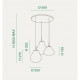 Lampada a sospensione dal design moderno a LED con 3 diffusori in vetro