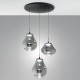 Lampada a sospensione dal design moderno a LED con 3 diffusori in vetro