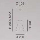Lampada a sospensione grande moderna in metallo con diffusore in vetro soffiato