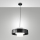 Lampada a sospensione in metallo e diffusore in vetro dal design moderno