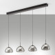 Lampada a sospensione lineare a LED con 4 diffusori in vetro dal design moderno