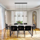 Lampada a sospensione lineare a LED con 4 diffusori in vetro dal design moderno