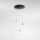 Lampada a sospensione rotonda a LED con 3 diffusori in vetro