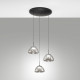 Lampada a sospensione rotonda a LED con 3 diffusori in vetro dal design moderno
