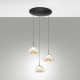 Lampada a sospensione rotonda a LED con 3 diffusori in vetro dal design moderno