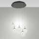 Lampada a sospensione rotonda a LED con 5 diffusori in vetro