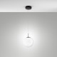 Lampada a sospensione rotonda a LED con singolo diffusore in vetro grande