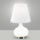 Lampada da comodino con struttura in metallo e vetro soffiato doppia accensione