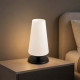 Lampada da comodino in metallo con paralume in vetro dal design moderno