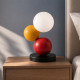Lampada da comodino in metallo e legno con diffusore in vetro soffiato