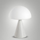 Lampada da tavolo a led con struttura in metallo e diffuosre in vetro soffiato