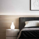 Lampada da tavolo a LED moderna in metallo e diffusore in vetro soffiato