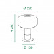 Lampada da tavolo struttura in metallo e vetro borosilicato da design moderno