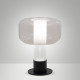 Lampada da tavolo struttura in metallo e vetro borosilicato da design moderno