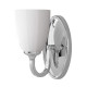 Applique per bagno struttura in acciaio con diffusore in vetro opalino
