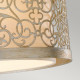 Lampada a soffitto classica in acciaio con diffusore in vetro e tessuto a 2 luci
