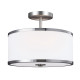 Lampada a soffitto moderna in acciaio con diffusore in vetro a 2 luci