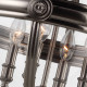 Lampadario grande in acciaio con diffusore rotondo in vetro a 4 luci