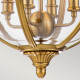 Lampadario grande in acciaio con diffusore rotondo in vetro a 4 luci