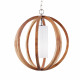 Lampada a sospensione piccola rustica con diffusore in legno di quercia e vetro
