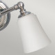 Lampada da parete in acciaio con 2 diffusori in vetro luce a LED G9