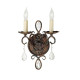 Lampada da parete in stile rustico in acciaio e dettagli in cristallo con 2 luci