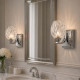 Lampada da parete per bagno moderno in acciaio con diffusore in vetro 1 luce