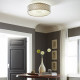 Lampada da soffitto grande in acciaio e diffusore in vetro dal design moderno