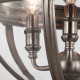 Lampadario in acciaio con diffusore rotondo in vetro a 3 luci