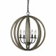 Lampadario dallo stile rustico con diffusore in legno di quercia a 4 Luci