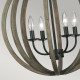 Lampadario dallo stile rustico con diffusore in legno di quercia a 4 Luci