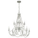 Lampadario grande classico in acciaio e strass in legno con 9 luci