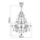 Lampadario grande con struttura in acciaio e 12 diffusori dal design classico