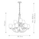 Lampadario grande moderno in acciaio con diffusori in vetro con 9 luci