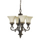 Lampadario in acciaio con 4 diffusori in vetro per salotto in stile classico