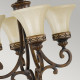 Lampadario in acciaio con 4 diffusori in vetro per salotto in stile classico