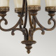 Lampadario in acciaio con 4 diffusori in vetro per salotto in stile classico