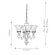 Lampadario in acciaio con 4 diffusori in vetro per salotto in stile classico