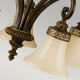Lampadario in acciaio con 5 diffusori in vetro per salotto in stile classico