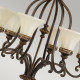 Lampadario in acciaio con 6 diffusori in vetro per salotto in stile classico