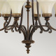 Lampadario in acciaio con 6 diffusori in vetro per salotto in stile classico