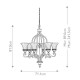 Lampadario in acciaio con 6 diffusori in vetro per salotto in stile classico