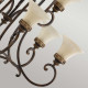 Lampadario in acciaio con 9 diffusori in vetro per salotto in stile classico