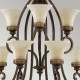 Lampadario in acciaio con 9 diffusori in vetro per salotto in stile classico